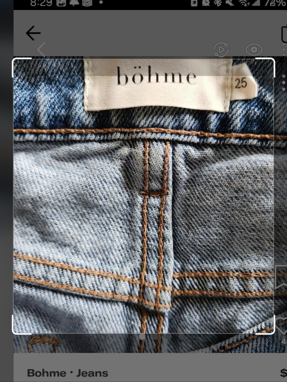 bohme Light Blue Straight-Leg Jeans with Tan Stitching